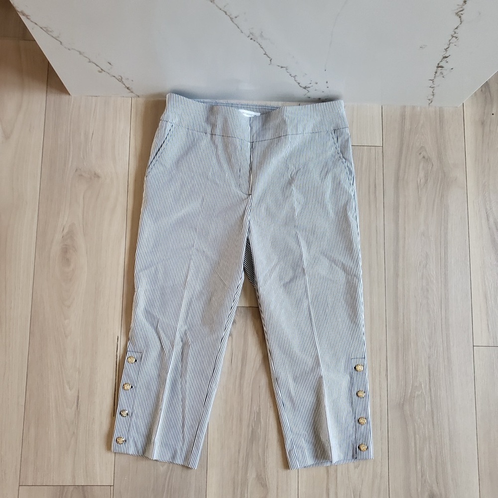 Liz Claiborne‎ Striped Leggings with Gold Buttons